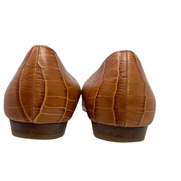 MICHAEL Michael Kors‎ Brown Croc Embossed Leather Round Toe Flats - Picture 9 of 10